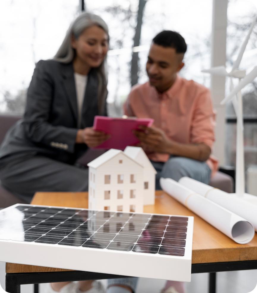 People holding solar panel